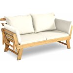 3 en 1 canap� lit de jardin extensible 2 places en acacia, certifi� fsc, charge 320 kg - accoudoirs r�glables ...