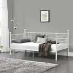 Divan en acier canap lit simple en mtal 209 x 96, 5 x 100 cm blanc [en. casa]