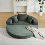 Canap� - lit modulable en velours c�tel�, 128x130 cm ? format ovale, livr� avec coussins, pour appartement, ...