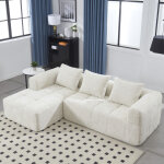 Canap� modulable 3 - 4 places avec m�ridienne, tissu effet neige doux, mousse haute densit�, poches lat�rales, ...