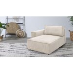 Bobochic - mridienne avec accoudoir pour canap modulable nihad tissu velours ctel angle gauche beige ...