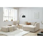 Bobochic - canapé d'angle fixe modulable megeve tissu chiné avec pouf angle droit beige Bobochic - canapé d'angle fixe modulable megeve tissu chiné avec pouf angle droit beige