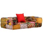 Canap� modulaire � 2 places canap� pouf de salon, patchwork tissu vidaxl