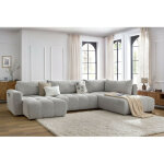 Bobochic - canap� panoramique convertible coffre arsene angle gauche gris clair