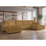 Deco in paris - canap� panoramique convertible avec coffre en velours cotel�