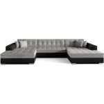 Canap panoramique convertible vira en bi - matire - noir / gris clair chin