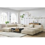 Bobochic - canapé panoramique fixe lavena tissu velours angle gauche beige Bobochic - canapé panoramique fixe lavena tissu velours angle gauche beige