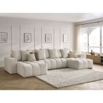 Bobochic - canap panoramique fixe mont - blanc tissu chin beige