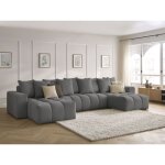Bobochic - canap panoramique fixe mont - blanc tissu chin gris fonc