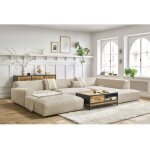 Bobochic - canapé panoramique fixe compact lavena tissu velours angle gauche beige Bobochic - canapé panoramique fixe compact lavena tissu velours angle gauche beige