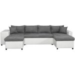 Usinestreet - canapé panoramique oslo convertible avec coffres, poufs à gauche en simili blanc et microfibre ... Usinestreet - canapé panoramique oslo convertible avec coffres, poufs à gauche en simili blanc et microfibre ...
