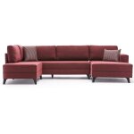 Canap� panoramique tissu rouge m�ridiennes modulables kinju 305cm