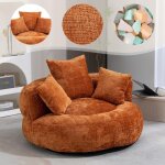 Canap� relax 108x108x52 cm et sofa lazy en tissu chenille - si�ge de gaming avec dossier haut et 3 coussins ...