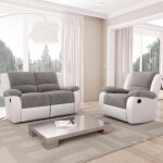 M&s - canap de relaxation 2 places 143x93x96 cm gris et blanc - valia