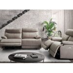 Les tendances - canap de relaxation lectrique en microfibre ducka - beige - systme fixe - sans relax ...