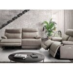 Canap� de relaxation �lectrique en microfibre ducka - marron - syst�me fixe - sans relax - 2 places