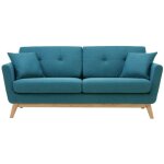 Concept - usine - canapé scandinave 3 places et 2 coussins en tissu bleu canard hoga Concept - usine - canapé scandinave 3 places et 2 coussins en tissu bleu canard hoga