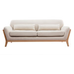 Miliboo - canap� scandinave 3 places en tissu beige et bois clair yoko