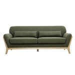 Miliboo - canap� scandinave 3 places en tissu vert kaki et bois clair yoko