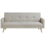 Concept - usine - canap� scandinave convertible 3 places en tissu beige wooden