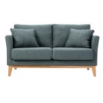 Miliboo - canapé scandinave déhoussable 2 places en tissu vert de gris et bois clair oslo Miliboo - canapé scandinave déhoussable 2 places en tissu vert de gris et bois clair oslo