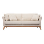 Miliboo - canap� scandinave d�houssable 3 places en tissu beige et bois clair oslo