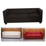 Mendler - canapé / sofa m65, 3 places, 191x75x70cm, simili - cuir, rouge Mendler - canapé / sofa m65, 3 places, 191x75x70cm, simili - cuir, rouge