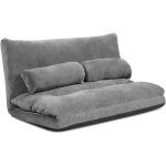 Costway - canap de sol pliable en velours ctel, canap - lit convertible avec dossier rglable  6 ...
