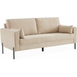 Sweeek - canap� en velours c�tel� beige - bjorn - canap� 3 places fixe droit pieds m�tal velours c�tel� ...