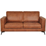 Canapé vintage 2 - 3 places cuir marron cognac aspect vieilli et métal noir sonny Canapé vintage 2 - 3 places cuir marron cognac aspect vieilli et métal noir sonny