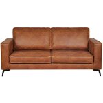 Miliboo - canapé vintage 3 places cuir marron cognac aspect vieilli et métal noir sonny Miliboo - canapé vintage 3 places cuir marron cognac aspect vieilli et métal noir sonny