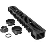 Wiltec caniveau ? 1000 x 140 x 115 mm ? capacit� de charge 25 t ? avec grille de recouvrement en fonte ...