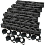 Wiltec - 6x caniveau ? 1000 x 140 x 115 mm ? capacit� de charge 12, 5 t ? avec grille de recouvrement ...