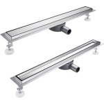 Caniveau de douche en acier inoxydable - 70 cm carrelable sortie d'eau flexible - kit complet �coulement ...