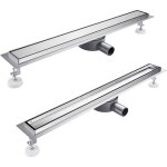 Caniveau de douche italienne � carreler - 50 cm - 360� siphon sol d'�vacuation en acier inoxydable - ...