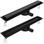 Caniveau de douche italienne à carreler - 70 cm noir - 360° siphon sol d'évacuation en acier inoxydable ... Caniveau de douche italienne à carreler - 70 cm noir - 360° siphon sol d'évacuation en acier inoxydable ...