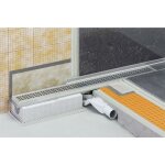 Caniveau pour douche � l'italienne sortie horizontale kerdi - line - h - caniveau inox 80 cm - sortie ...
