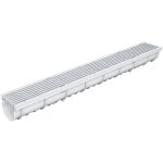 Mea caniveau ext�rieur 1m avec grille en plastique recycl� gris decoline - caniveaux pour terrasse, piscine, ...