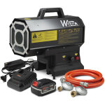 Canon � chaleur au gaz r�glable de 9 � 20kw et fonctionnant sur batterie ou sur secteur warm tech