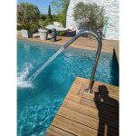 Jet d'eau inox 1m ? embout de massage 3 trous ? tube cascade col de cygne ? compatible traitements chlore, ...