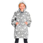 Mediawave store - cape polaire enfant avec capuche et manches grise avec etoile lune fluorescentes