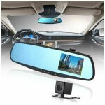 Car dash cam dvr 4. 3 pouces ecran 1080p double objectif camera voiture enregistreur video retroviseur ...