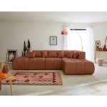 Lisa design - caracas - canap modulable d'angle droit - 5 places - en tissu - rouille