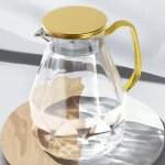 Carafe eau de 2 l, pichet en verre design diamant moderne, cruche en verre avec couvercle en acier inoxydable ...