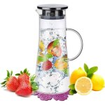 Carafe en verre, verre borosilicate et acier inoxydable couvercle et pichet, cruche � eau, r�sistant ...