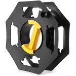 Caravan enrouleur de cable, manuel, vide, pour le camping et le m�nage, en plastique, noir et jaune