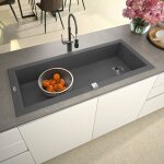 Carea - �vier � encastrer drakkar 1 grand bac gris b�ton