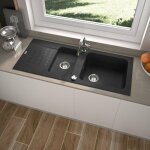 Carea - vier  encastrer duo 2 bacs noir