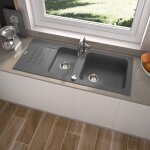 Carea - �vier � encastrer duo 2 bacs gris