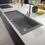 Carea - Évier à encastrer jonque 1 bac gris béton Carea - Évier à encastrer jonque 1 bac gris béton